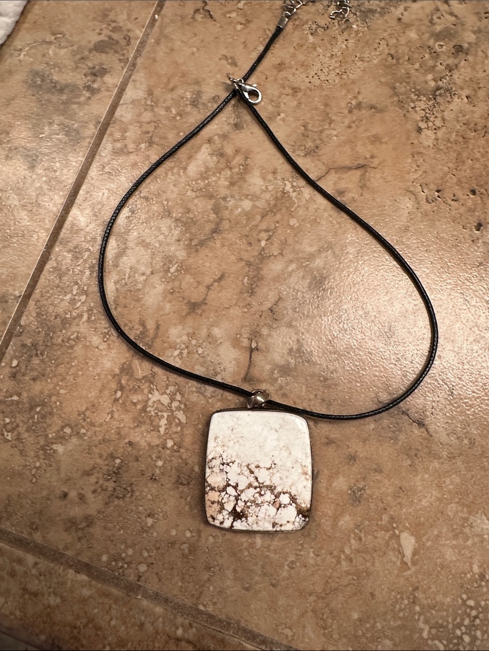 White Horse Jasper Stone Pendant Necklace - Women Jewelry